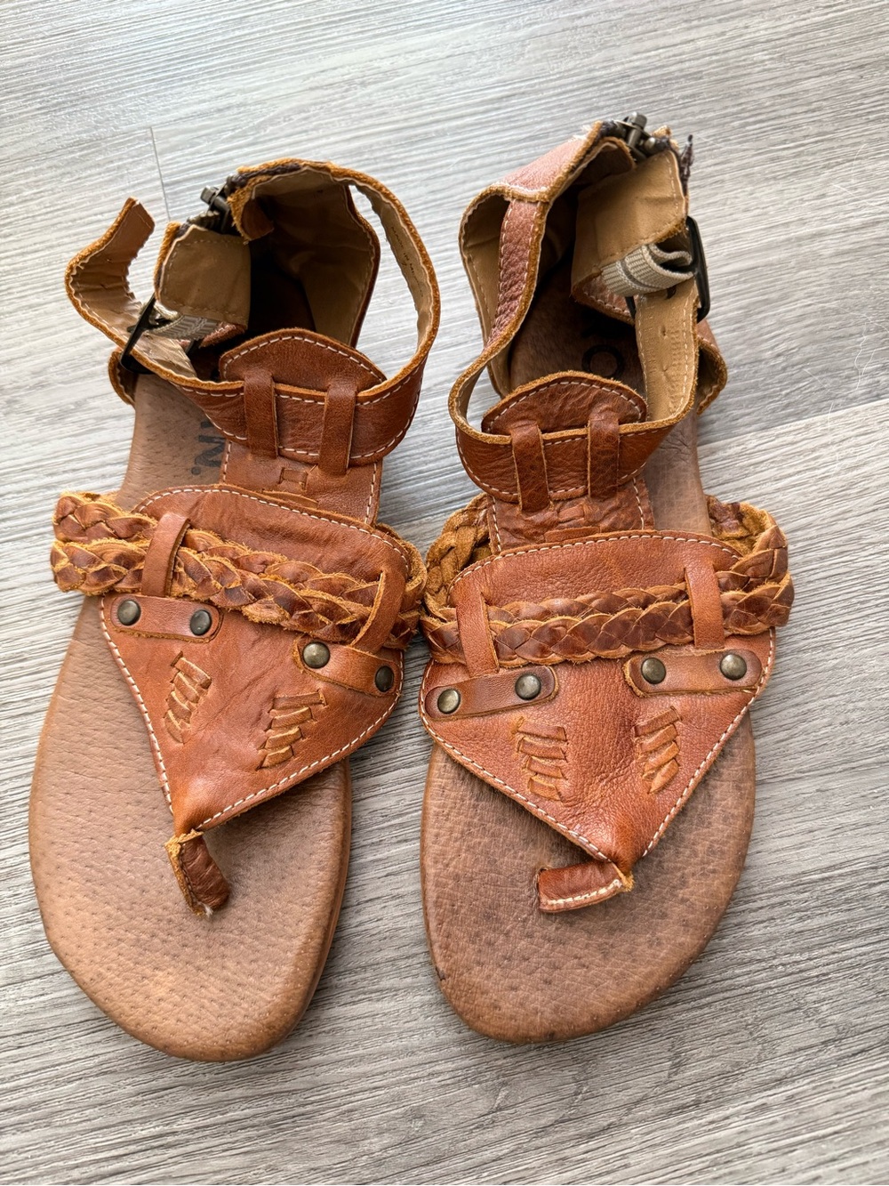ROAN Boho Leather Zip up the Back Sandals